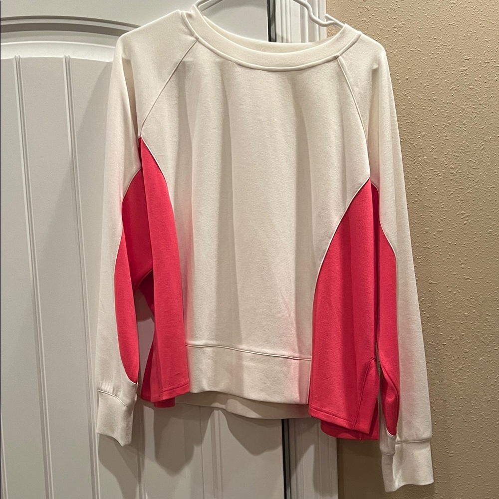 White Birch Cream and Pink Crew Neck Sweater